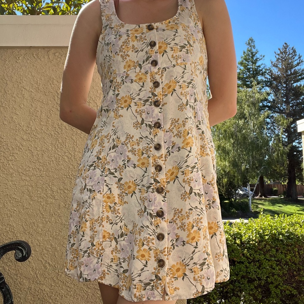 White and Yellow, Floral Sunflower Dress